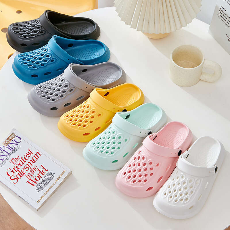 Thick Sandals Mens Women's Slippers Summer Outdoor Slippers Unisex Home Shoes Couple Flat Shoes EVA Soft Sole Flip-Flops Hollow 957