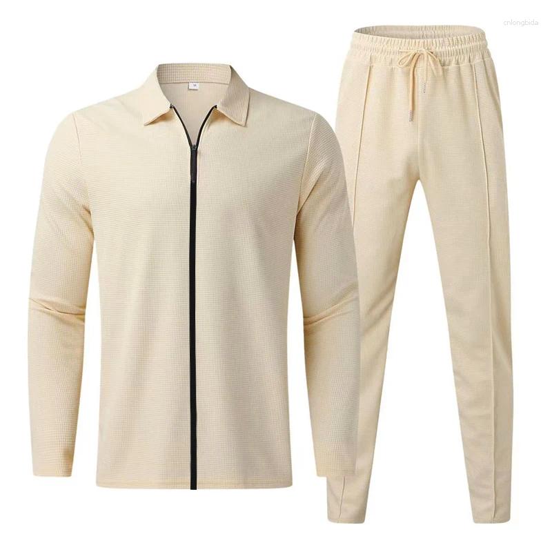 Casual Mens Sporty Trackset with Long Sleeves and Front Pocket Detail - Modern Loungewear Design
