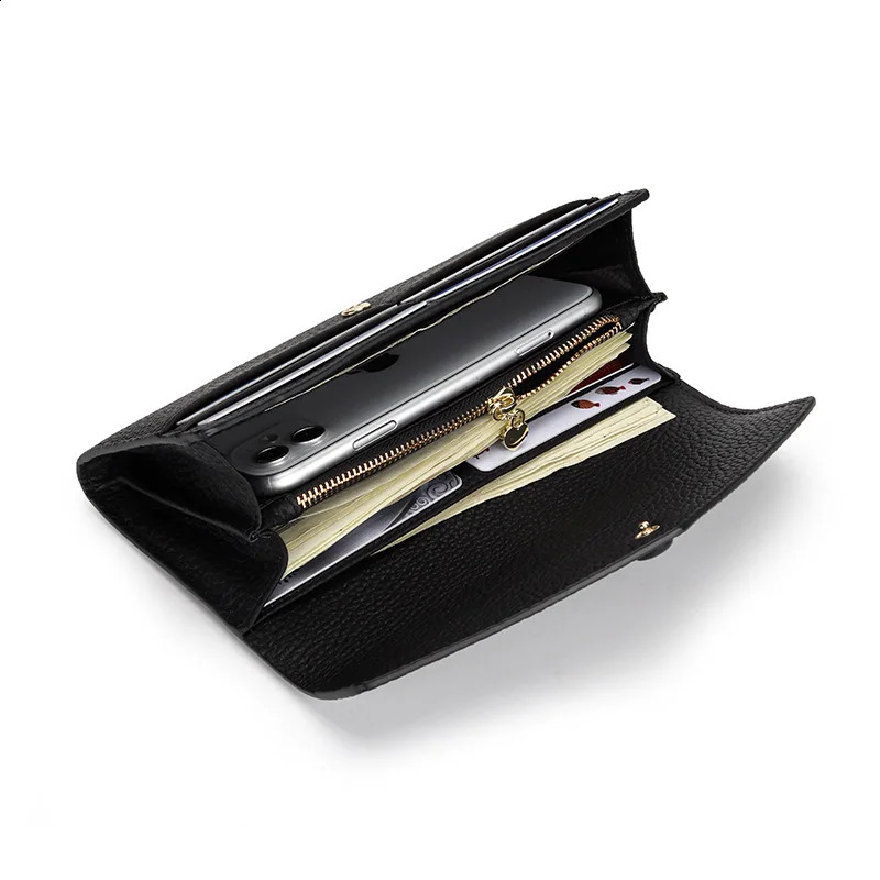 Urban Master Cowhide Long Womens Wallet Large Capacity Genuine Cowhide Leather Envelope Ultra Thin Clutch Mobile Wallet Dompet Pria Kanvas 240907