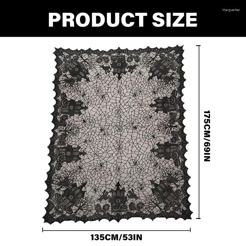 Table Cloth Halloween Party Tablecloth 53x69inch Festival Black Lace Cover For Spooky Decoration Fit 6 8ft Tables M68E