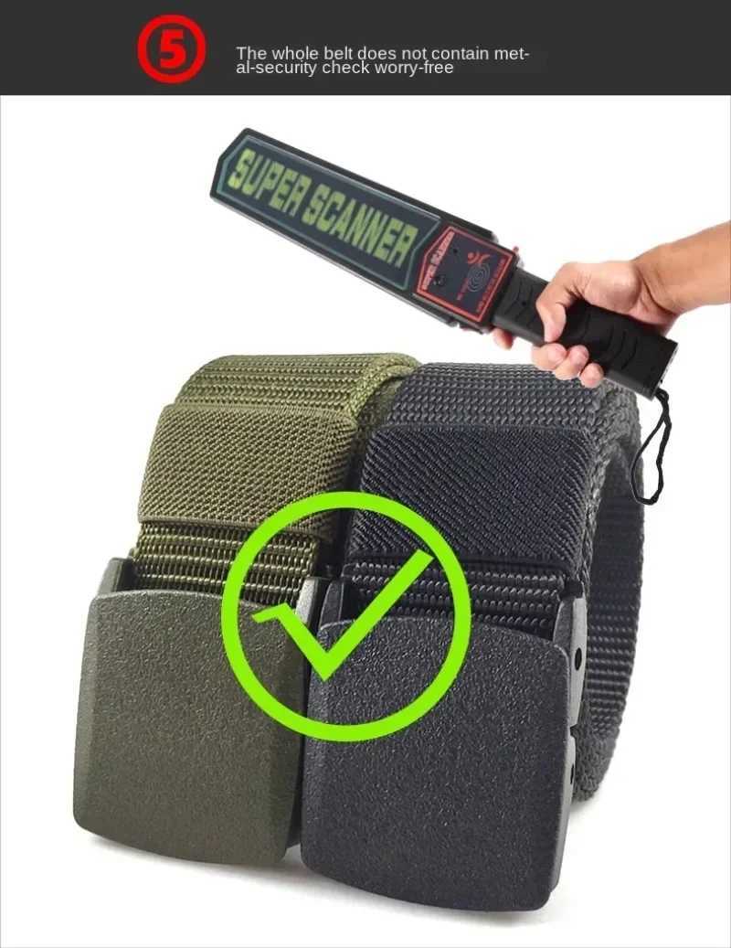 Automatic buckle nylon womens belt canvas outdoor travel premium mens sports pants non-metallic belt white black blue red W240920