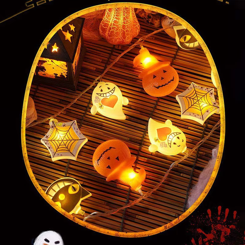Halloween Lights Scary Monster Cat Ghost Pumpkin Indoor Battery Decoration Warm White String Lamp