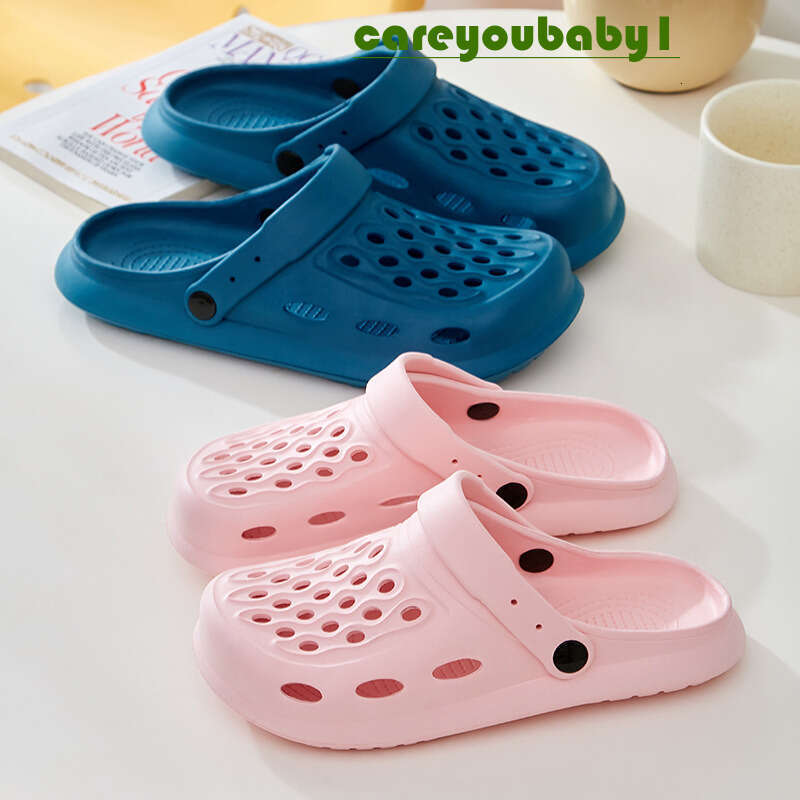 Thick Sandals Mens Women's Slippers Summer Outdoor Slippers Unisex Home Shoes Couple Flat Shoes EVA Soft Sole Flip-Flops Hollow 2A8