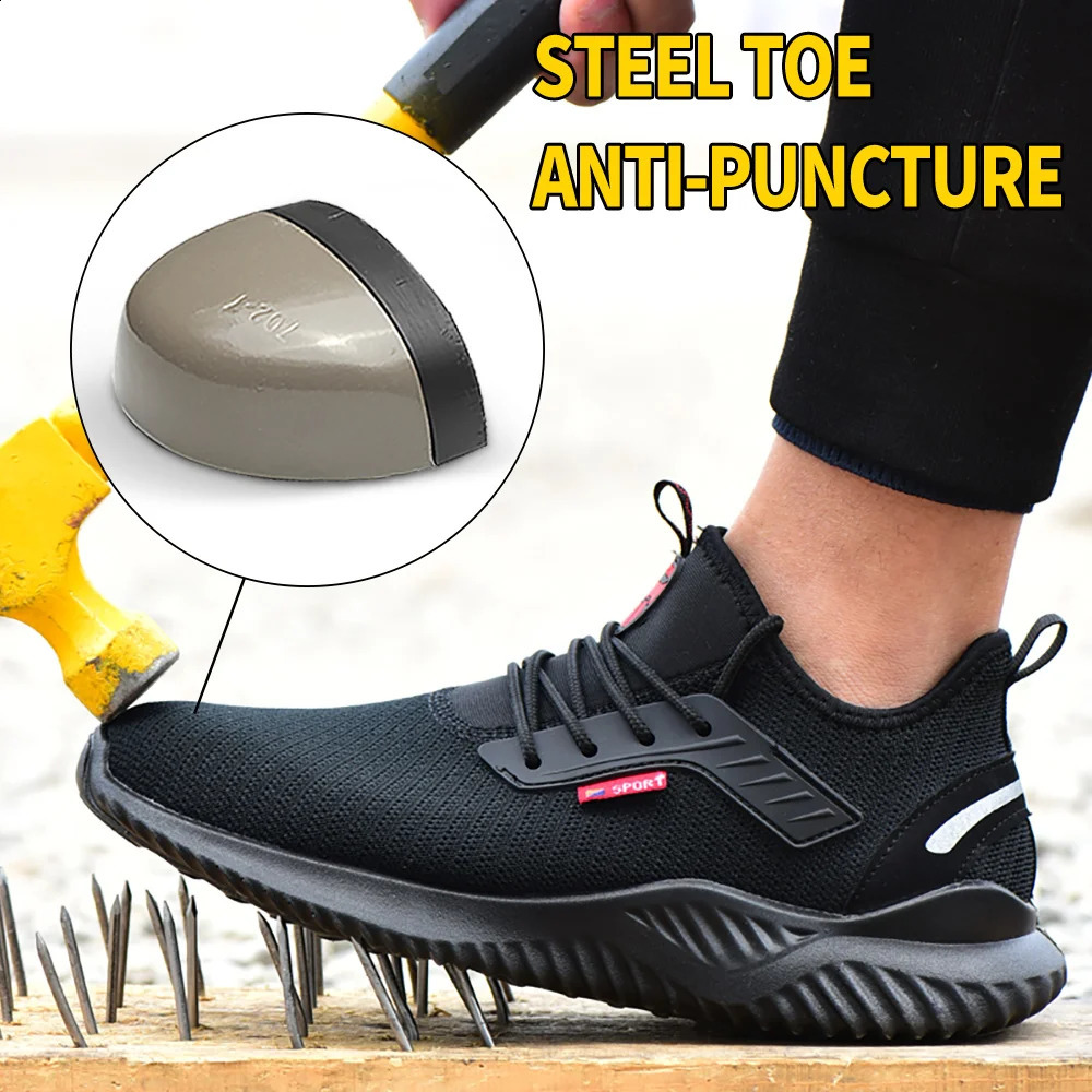 Work Safety Shoes Anti-Smashing Steel Toe Puncture Proof Construction Lightweight Breathable Sneakers shoes Men Women is Light 240902