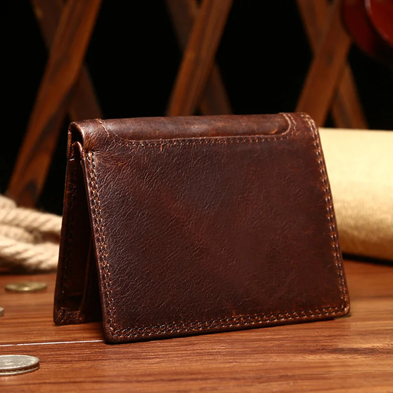 Retro mens leather wallet mini wallet coin wallet currency credit card holder 240907