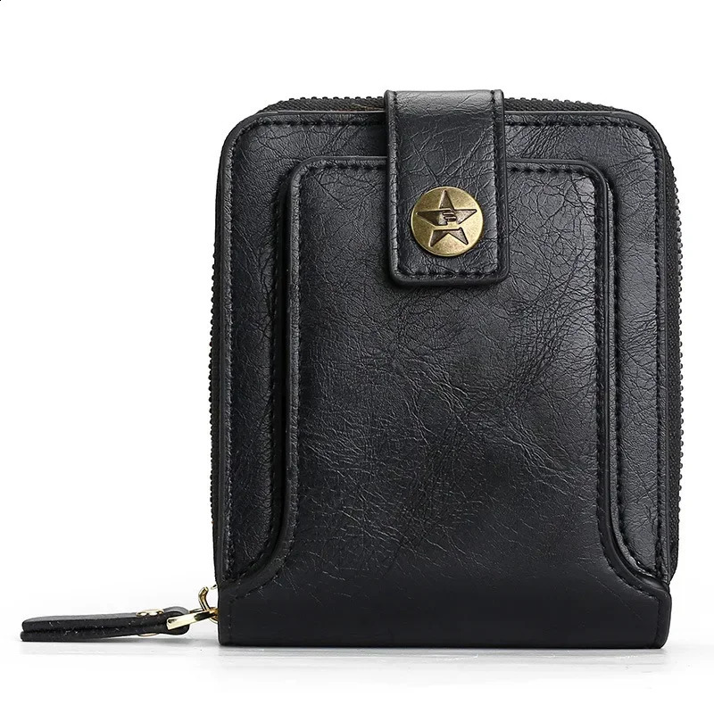 Retro fashion mens short wallet retro trend horizontal zipper coin purchase multifunctional card durable and convenient wallet 240907