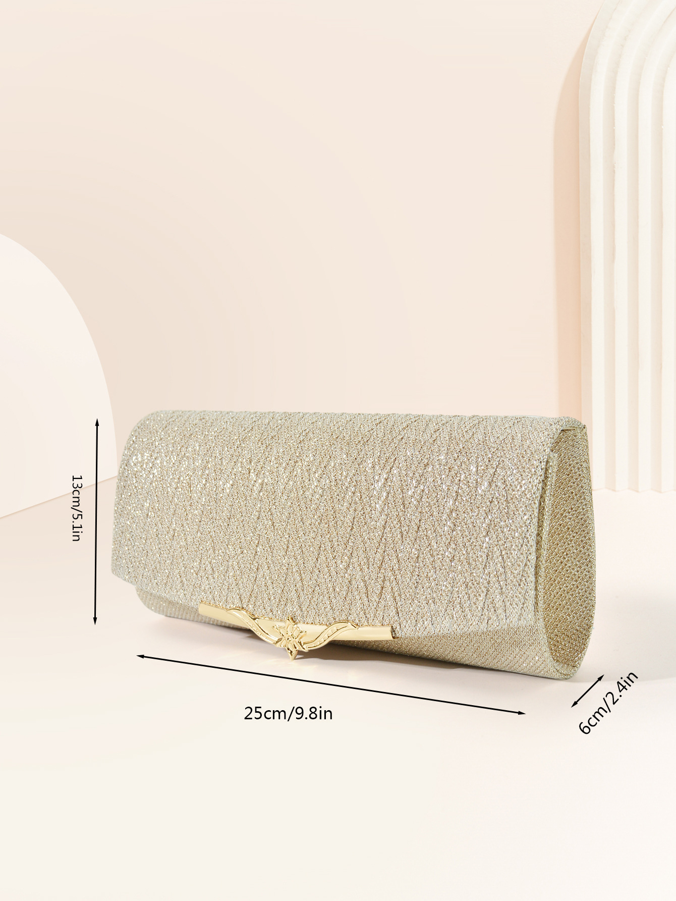 Clutch bag Clasp Single shoulder Crossbody Women's dinner bag Pleated rectangular dinner bag