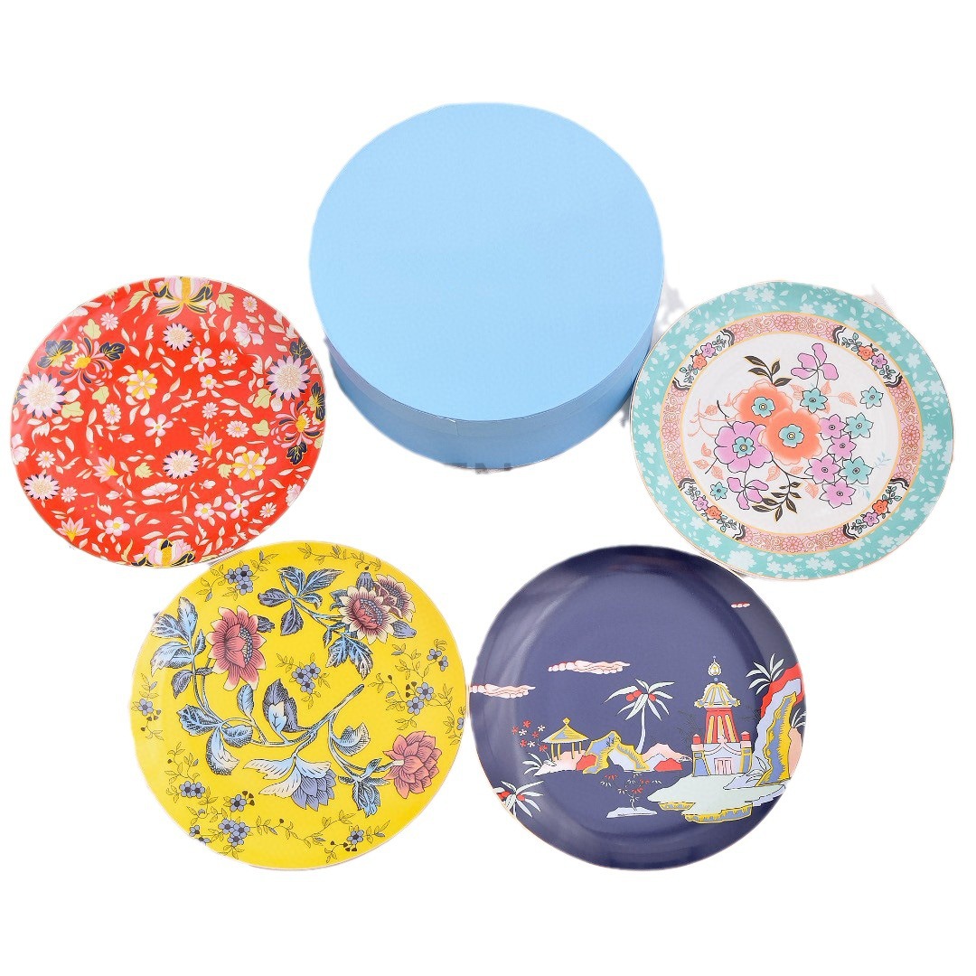 Designer Plates Tea Garden Four-Piece Sets Of Bone China Tableware 10-Inch Western Pastoral Style Housewarming Wedding