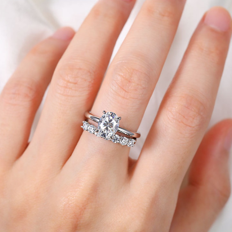 925 Sterling Silver Diamond Pass Test 1ct 2ct 3ct Moissanite Ring for Girls Women Fashion Ring Jewelry Anniversary Gift Bridal Ring