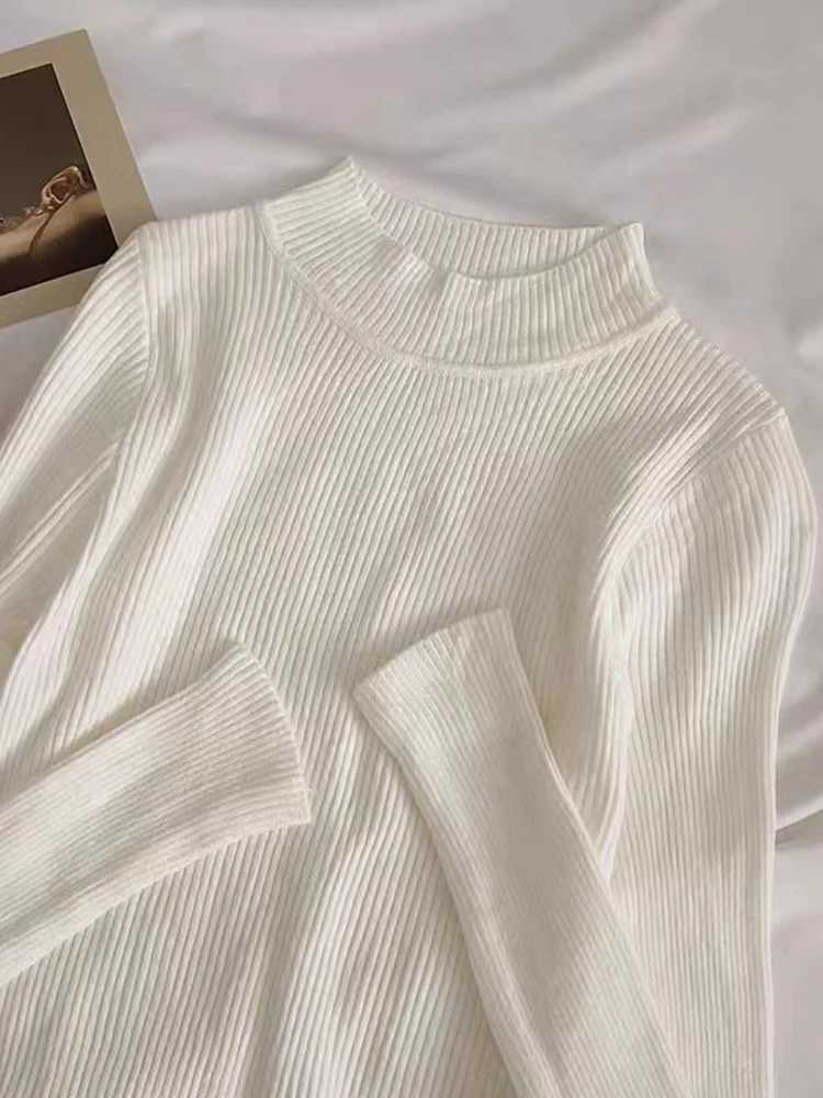 Soft Turtleneck Women Autumn Winter Pullover Sweater Basic Casual Slim Stretch Soft Ribbed Knitted Top Woman Sweaters 2024X2409