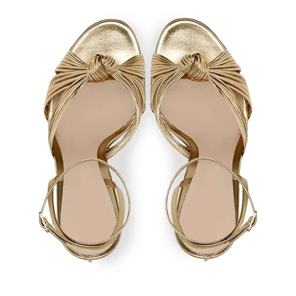 Champagne Gold Wedding Shoes Open Toe Stiletto High Heels Ankle Strap Slingbacks Prom Party Pumps Sexy Modern Women Sandals