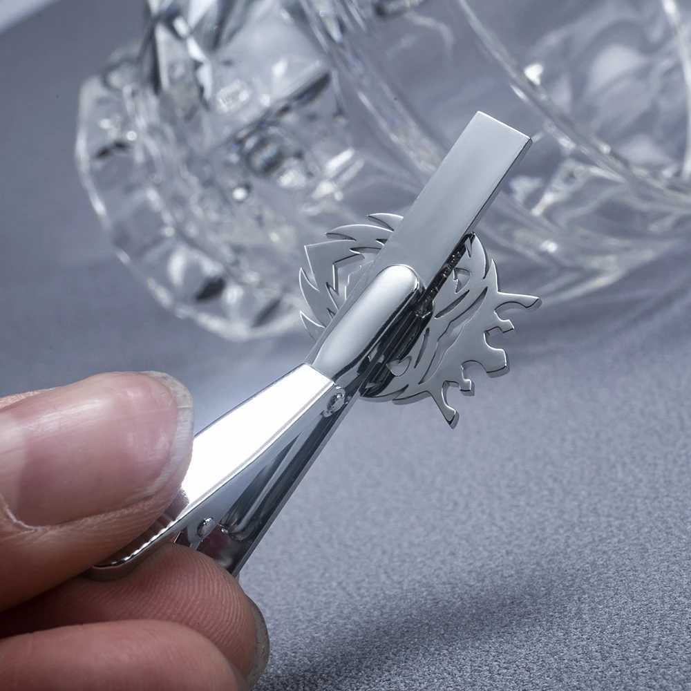 Tangula Punk Crown Lion Tie Clip Stainless Steel Mens Animal Hip Hop Party Accessories Necklace Clip Groom Wedding Jewelry W240907