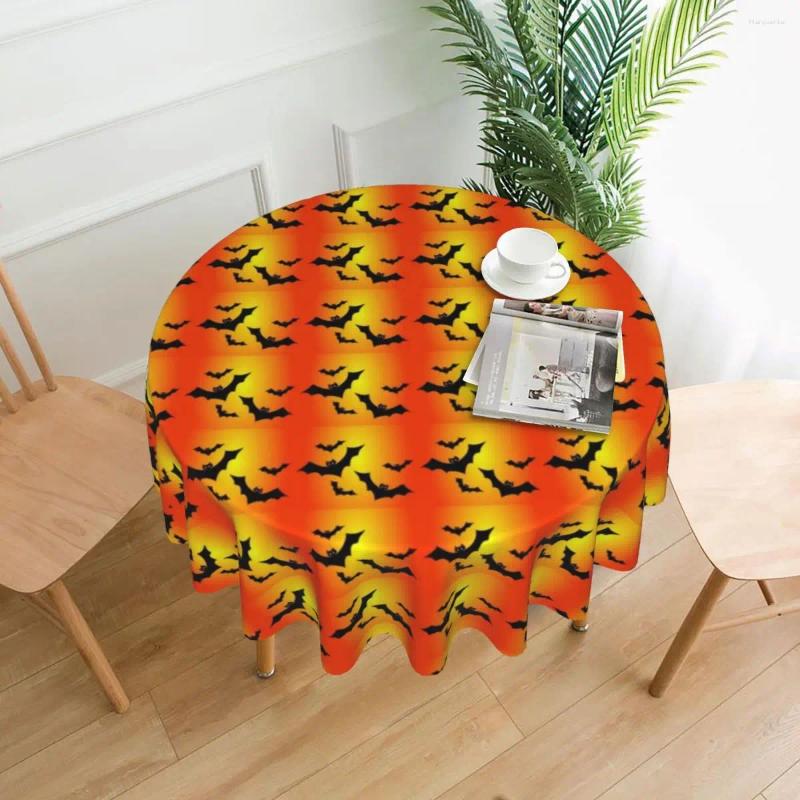 Table Cloth Black Flying Bats Tablecloth Gothic Halloween Outdoor Round Cover Funny Graphic For Banquet Christmas Party