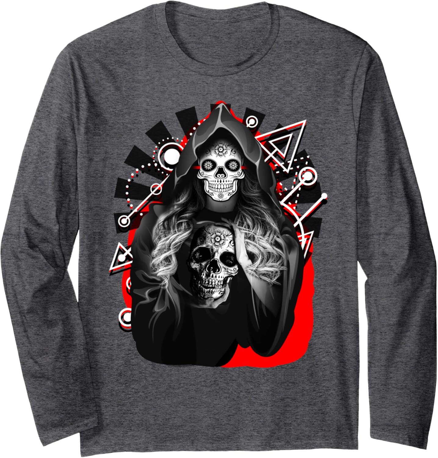 Long Sleeve Shirts for Men sweatshirt Couple Skull Dreadful Design Horror Halloween Gift Tee Streetwear Casual tops clothes