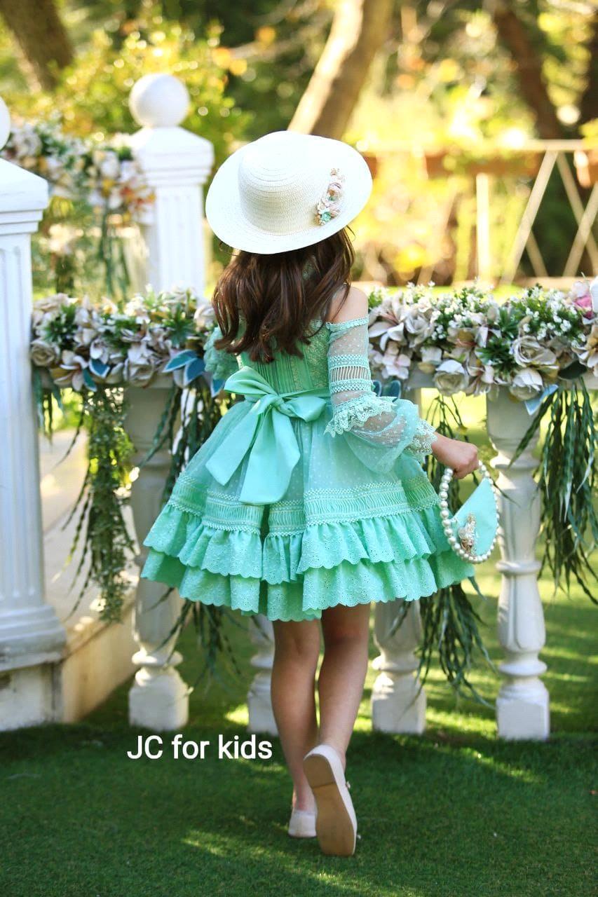 Elegant wer Girl Dress High Neck Lace Bodice with Fluffy Skirt Ball Gown Wedding Party Bridemini Junior BC19432 0909