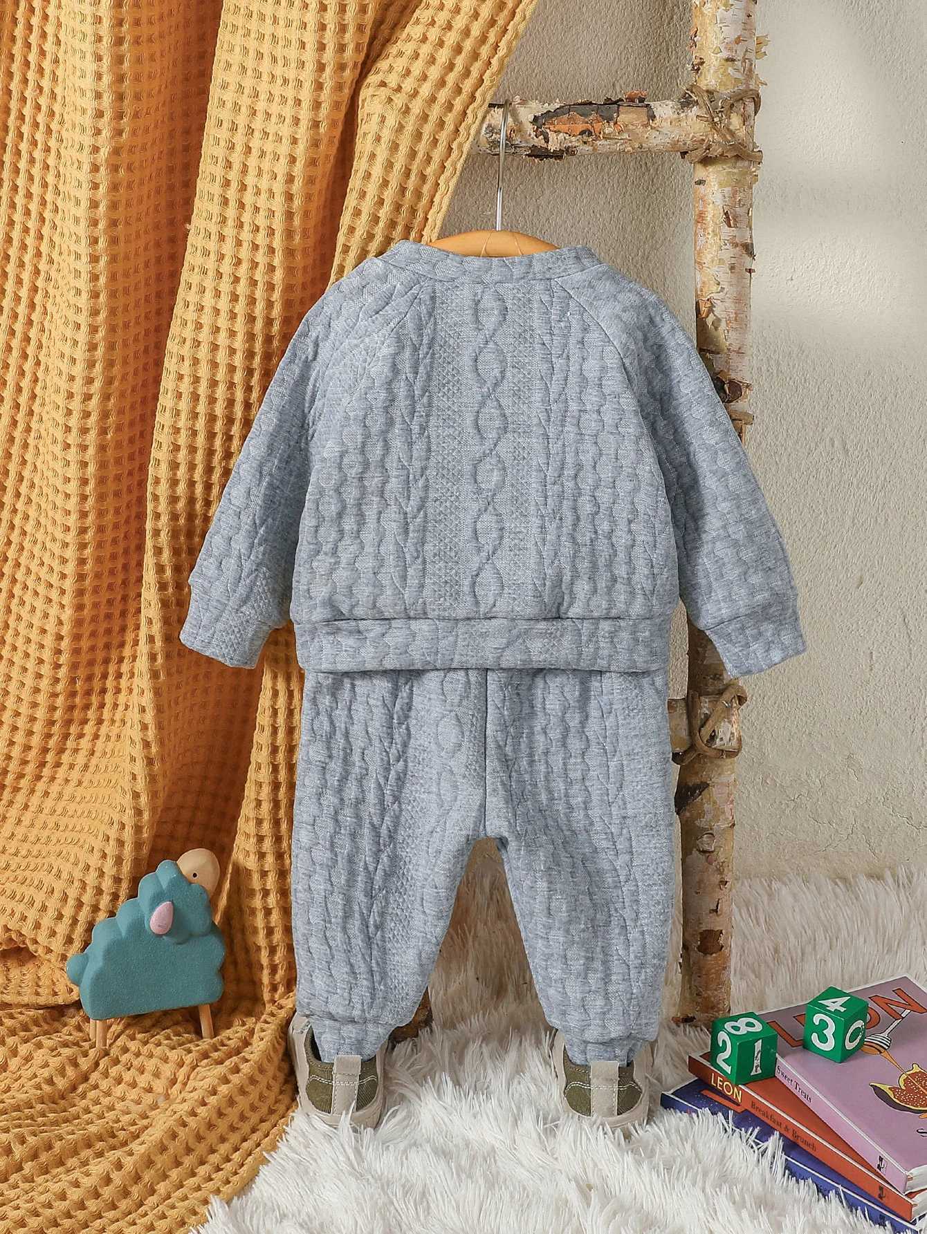 Clothing Sets 2024 Baby boy leisure and sikmplicity pure color Long Sleeve Winter /autumn Gray Pantsuit Casual Daily Wear Clothes H241126