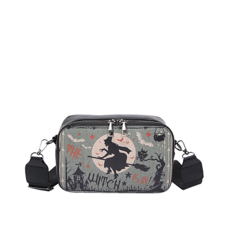 Personalized and quirky printed women's 2024 new wide shoulder strap crossbody fashionable small square bag e6de