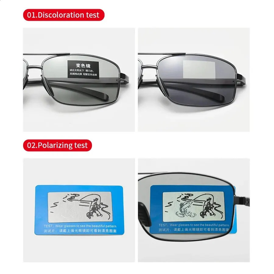 Aluminum magnesium alloy frame pochromic sunglasses for mens driving chameleon sunglasses day and night UV400 glasses 240909