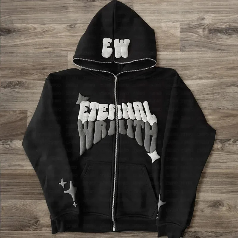 AutumnWinter Top American Womens Loose Casual Hoodie Y2K Foam 3D Printed Street Trendy Hip Hop Couple Clothing 240909
