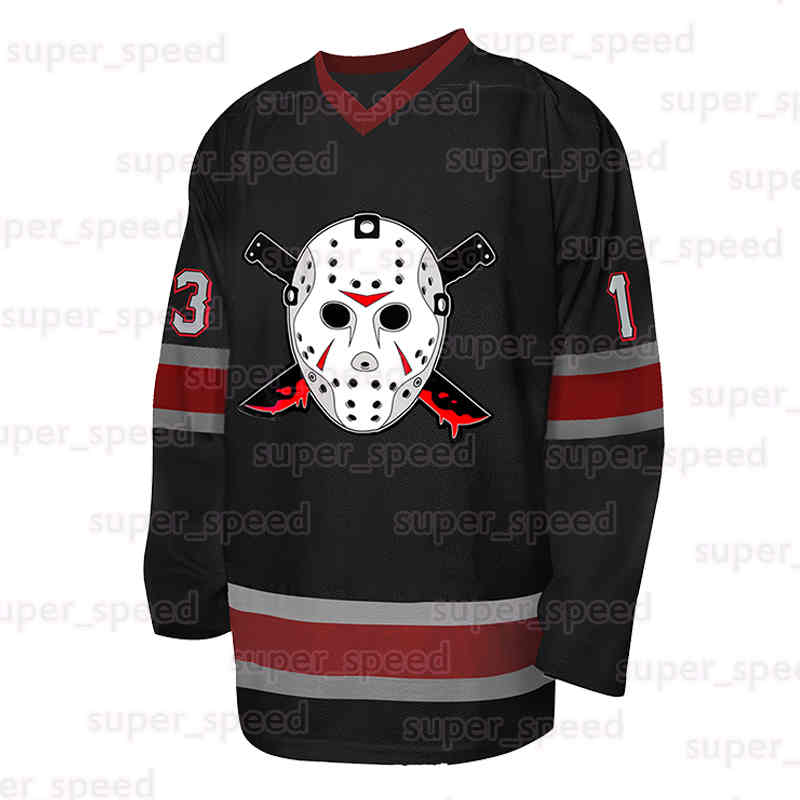 13 Jason Voorhees Ice Hockey Jersey 00 Griswold Men's Friday The 13th Movie Jerseys Halloween Horror Shirt Long sleeves Embroidered Black Christm
