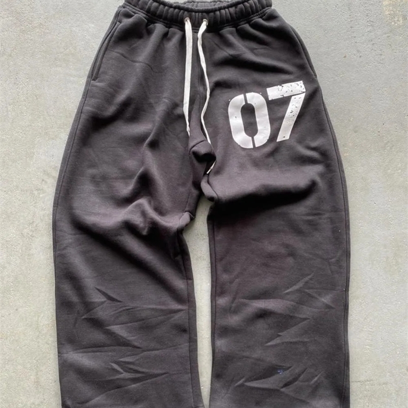 Streetwear Y2K Casual Baggy Sweatpants Drawstring Sports Pants Zipper Cardigan Fashion Digital Print Hooded Men Women Street Set y240908