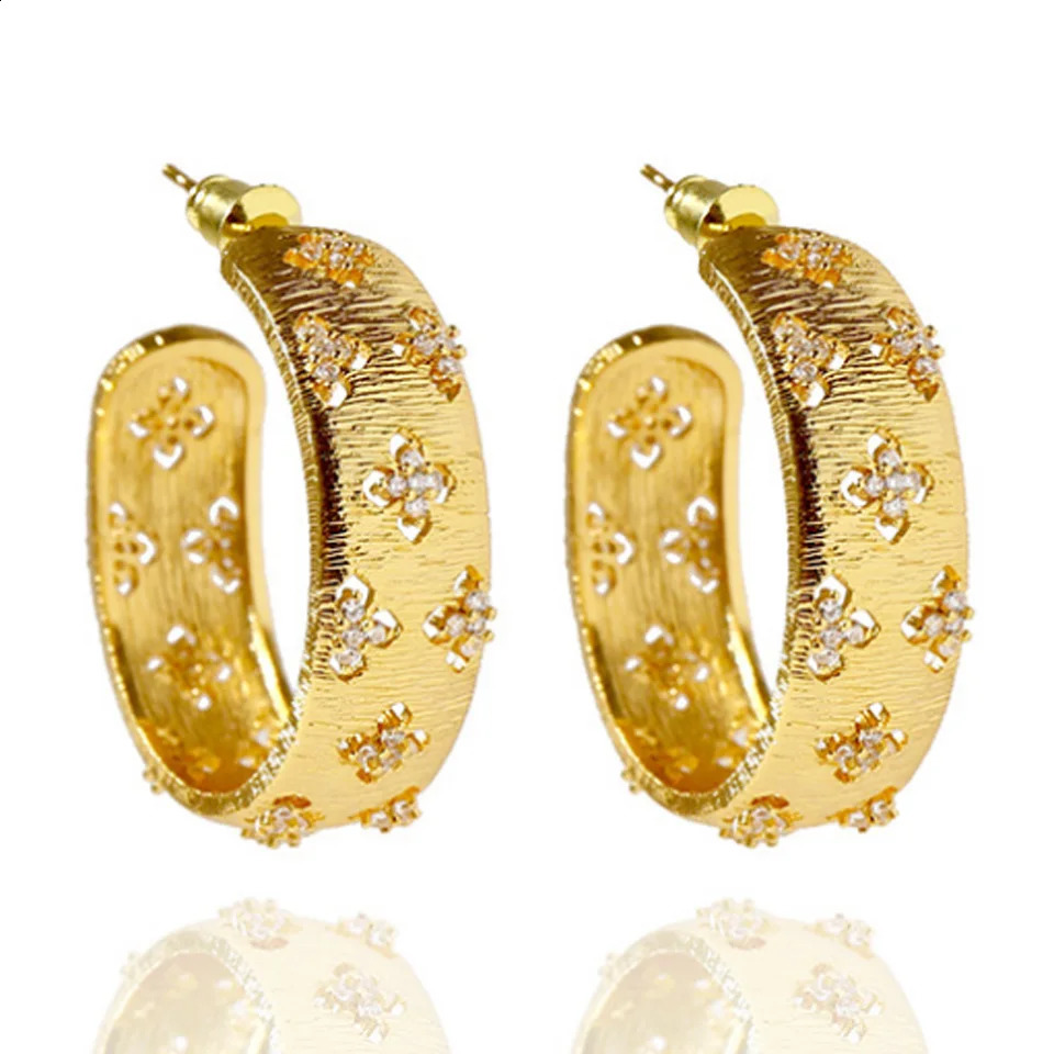 Zlxgirl Dubai Gold Color C Shape Stud Earring of wedding Jewelry Gold Copper Ears couple brinco Earing free bags 240906