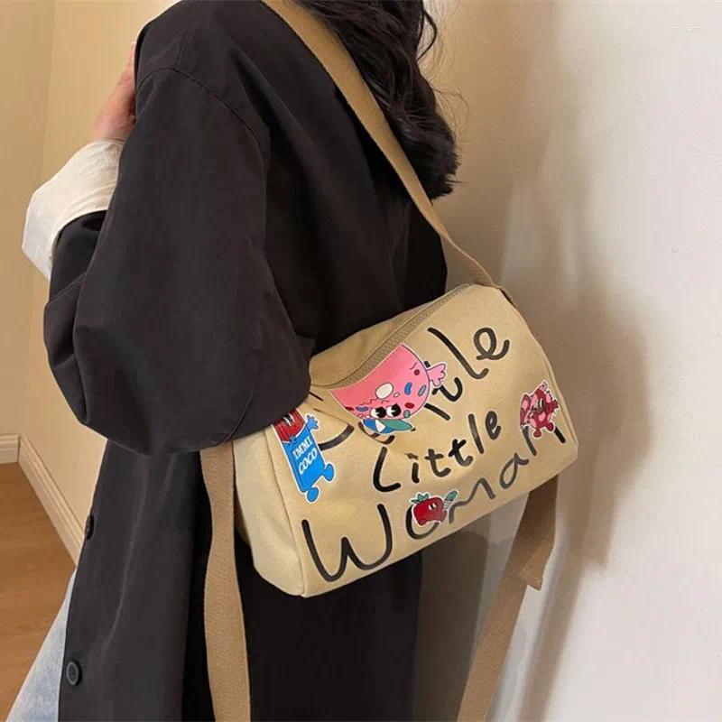 Bag High Beauty Letter Printed Canvas Pillow For Work Travel Single Shoulder Youth Daily Versatile Casual Crossbody Bags zhanyishengli