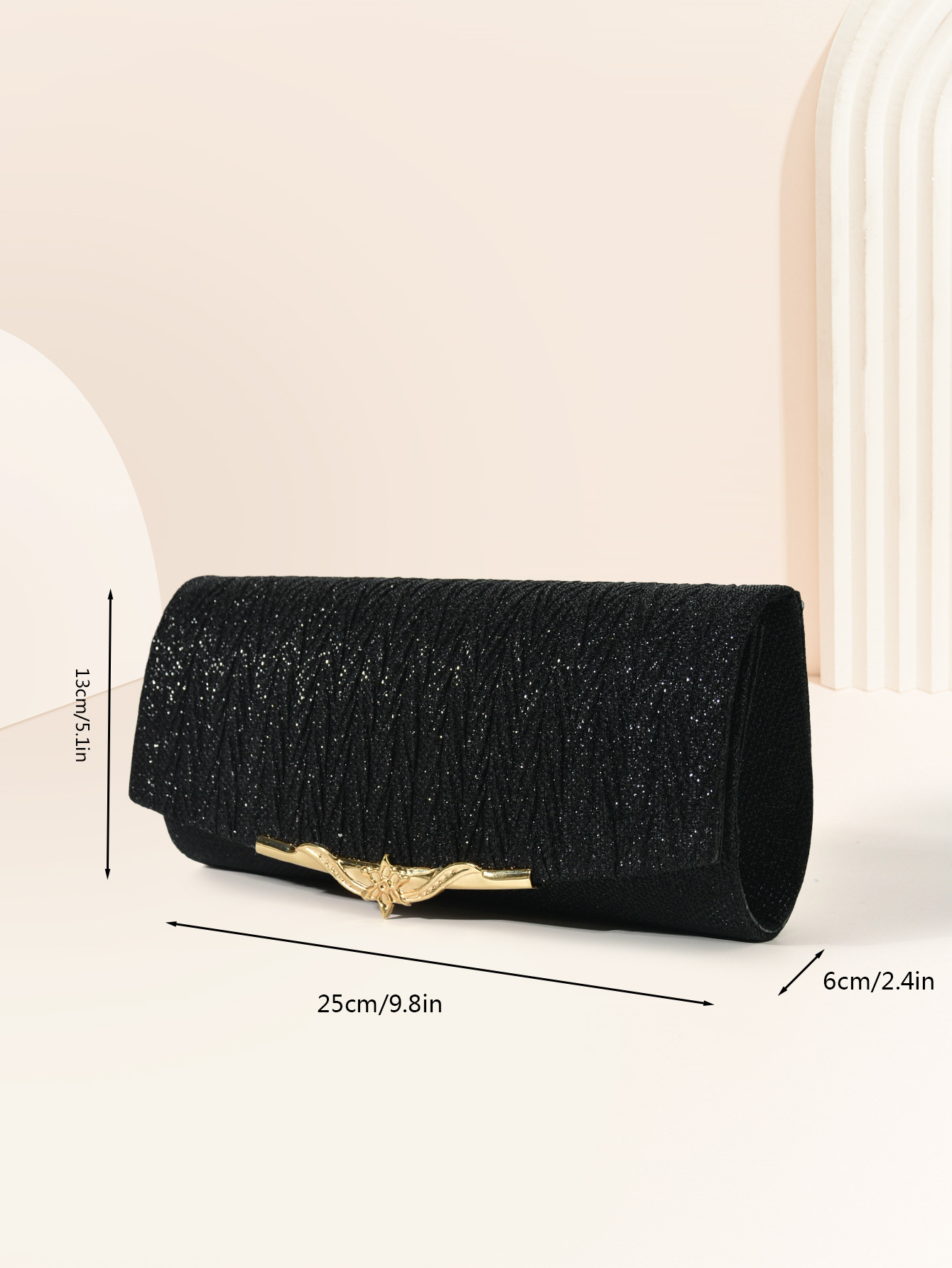 European and American fashion women's crossbody bag Pleated metal stripes Glitter Clutch bag