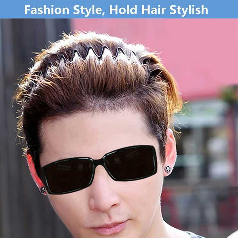Unisex Black Elastic Non Slip Simple Metal Bands for Men Wen Wavy Hairband Spring Hair Hoop Fashion Hair Accessories X250812