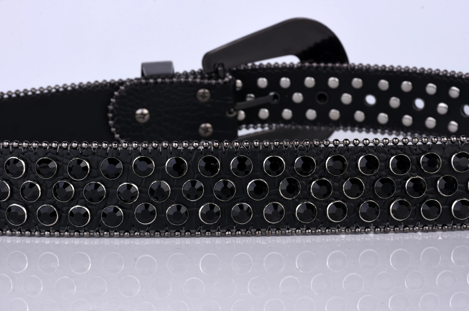 Stud rhinestone strap womens fashion strap shiny Pu leather strap wedding party strap couple Valentines Day gift 240909