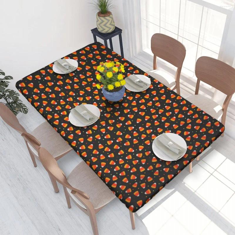 Table Cloth Custom Happy Halloween Candy Corn Crush Tablecloth Rectangular Oilproof Cover For Party 4FT
