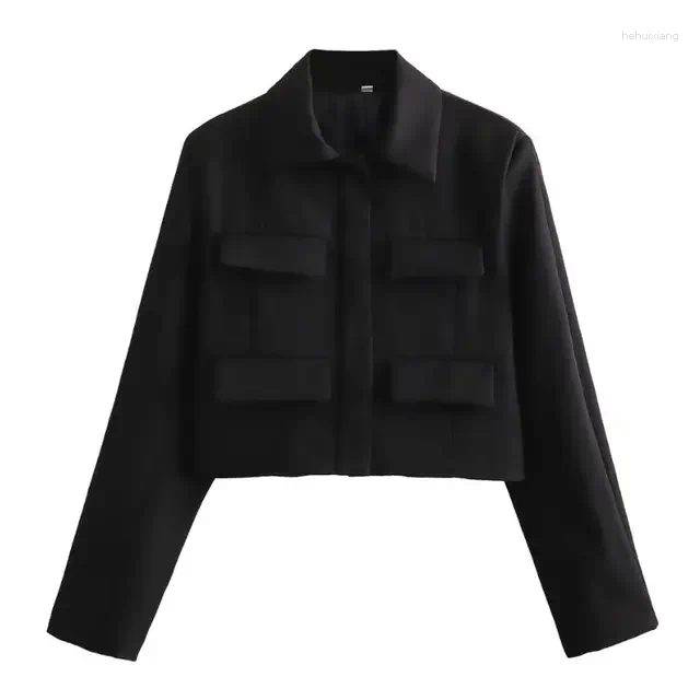 Women's Cropped Blazers: Flapped, Long-Sleeve Snap-Button Short Jackets
