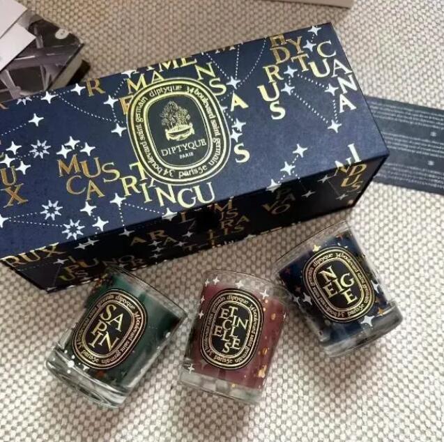 Scented Candle 70g x3 Scented Candles Etincelles Sapin TUBEREUSE NEIGE Limited Gift Box Set Wedding Gift Fragrance Glass Incense Candles Cup Set w2503
