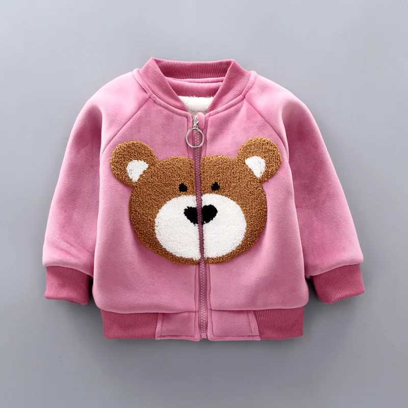 Clothing Sets Boys Girls Cartoon Bear Clothing Suits Baby Plus Velvet Jacket+Vest+ Pants 3Pcs Sets Kids Toddler Winter Sports Clothes 1-4Yrs H241126