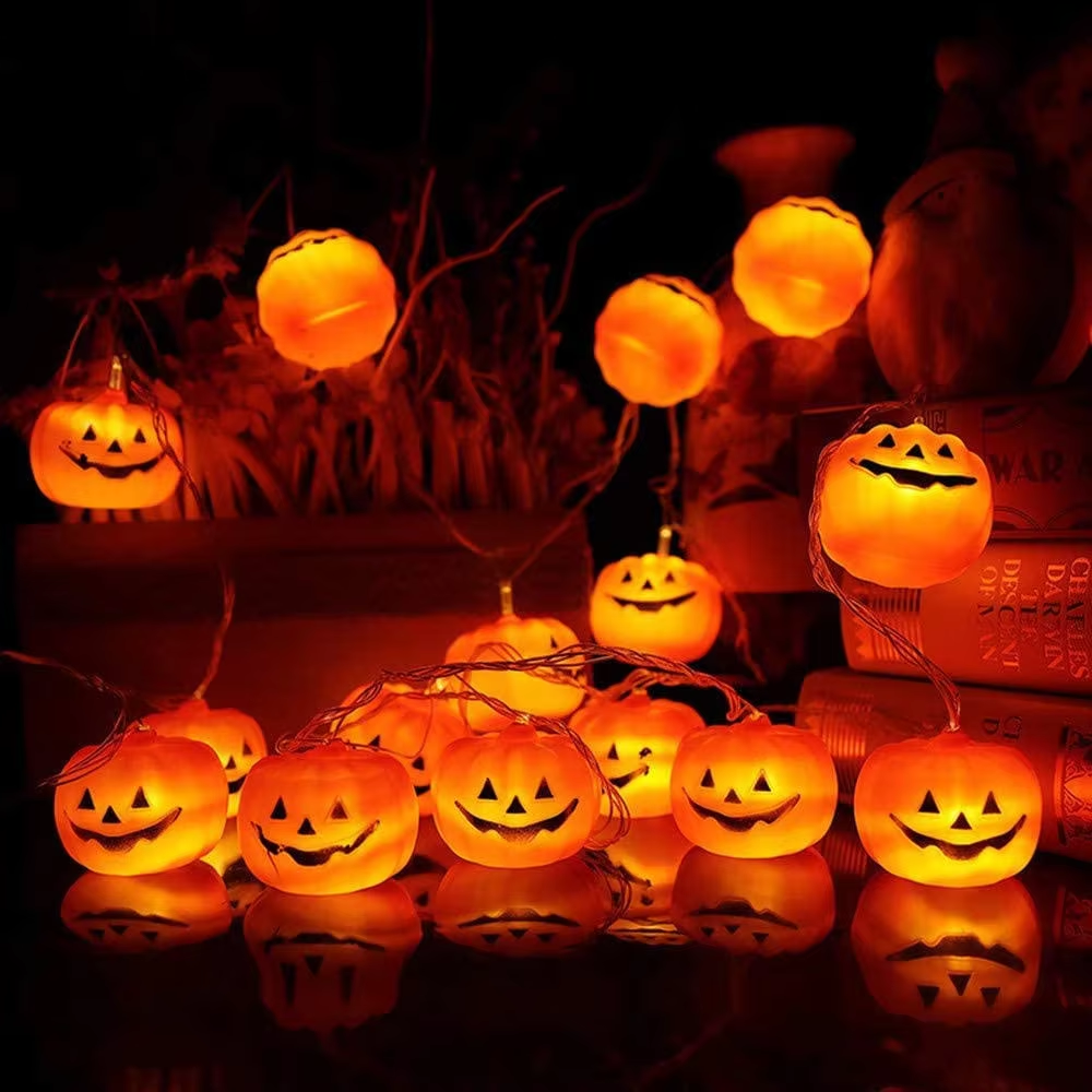 Halloween LED Decorative Light String with Pumpkin Shaped Bat Spider Small Light String Battery USB Power