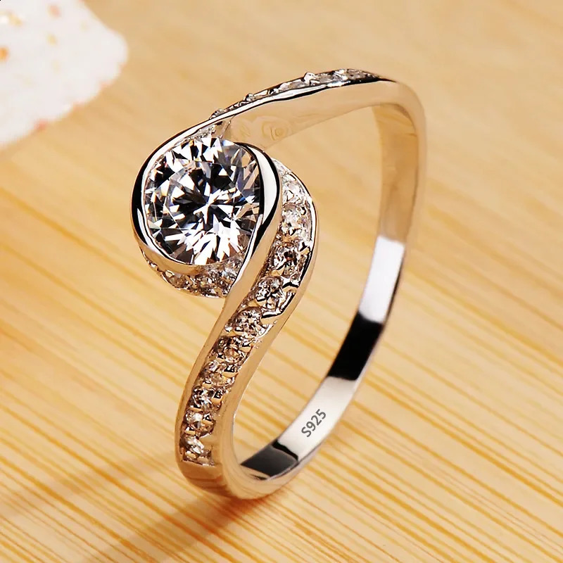YINHED non fading 18K white gold wedding ring for women 2ct cubic zirconia engagement bride jewelry gift 240909