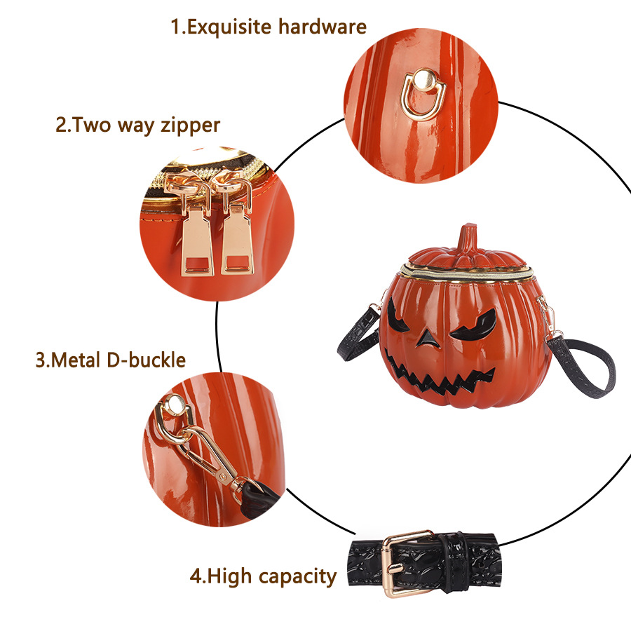 European and American Fashion 2024 Halloween Casual Personalized Three Dimensional Pumpkin Head Single Cross Shoulder Women's Bag dh5727163
