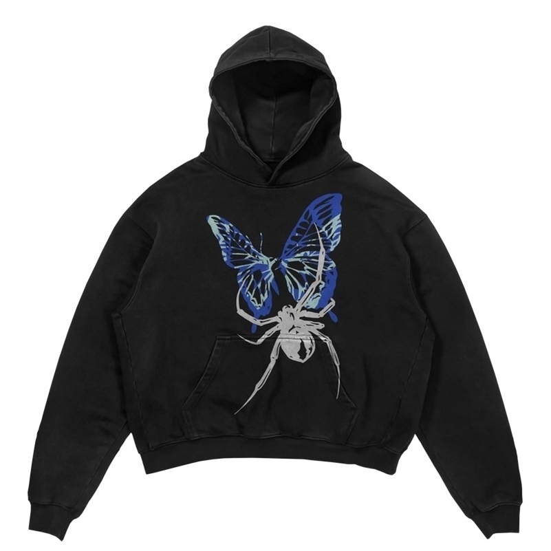 Trendy Autumn American Gothic Instagram Style Hip-hop Shadow Pattern Hoodie for Women Oversized Casual Loose Couples Sweatshirts 240906