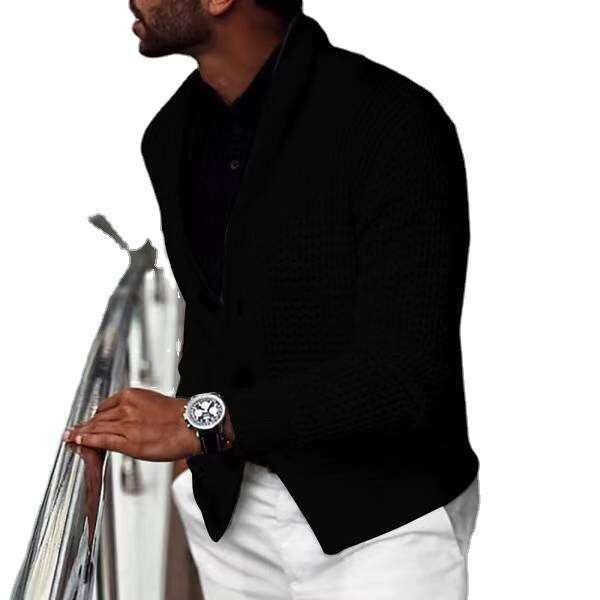 2024 new winter men's casual knitted cardigan jacket long sleeved lapel plus size sweater