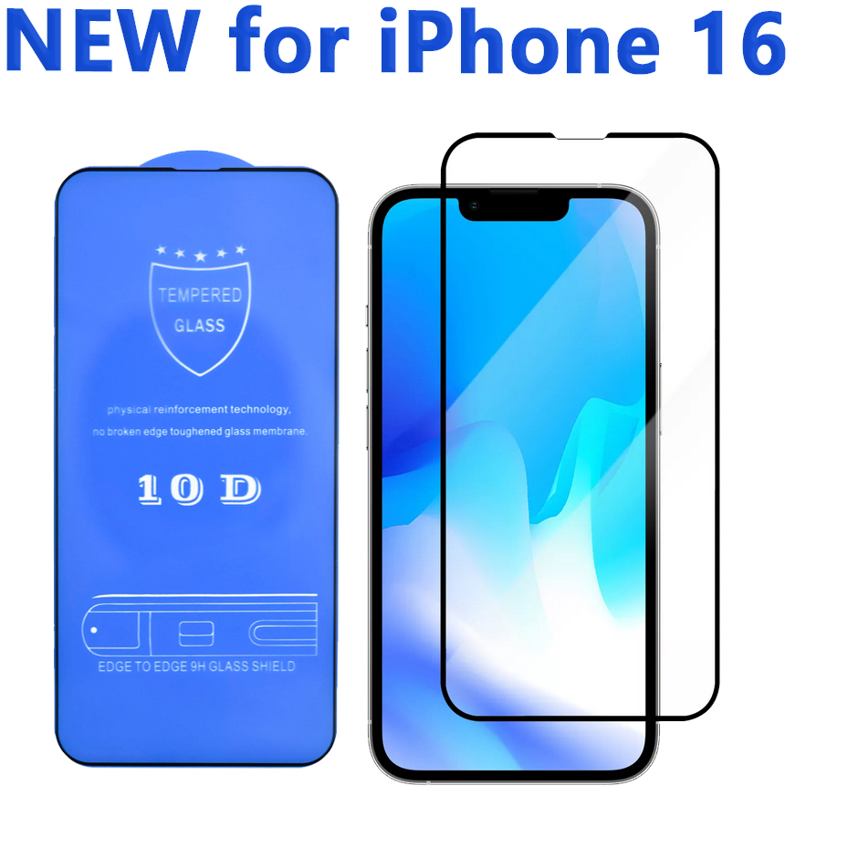 10D Full Cover Tempered Glass Phone Screen Protector for iPhone 16 15 14 13 12 11 pro max mini XR XS X 6 7 8 Plus iphone15 glass