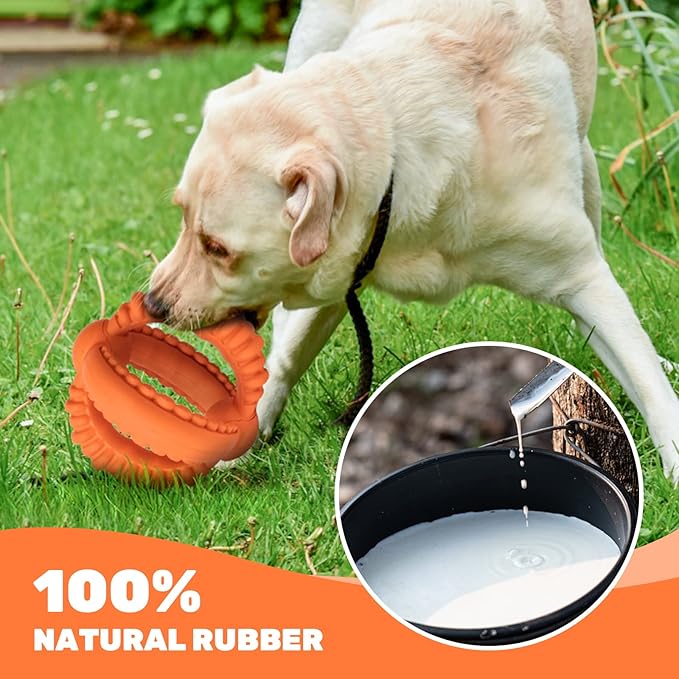Interactive Dog Toys, Dog Chew Toys with 2 Rings for Large Breed, Detachable Dog Tug Toy with Nature Rubber for Teeth Cleaning and Fetch Training