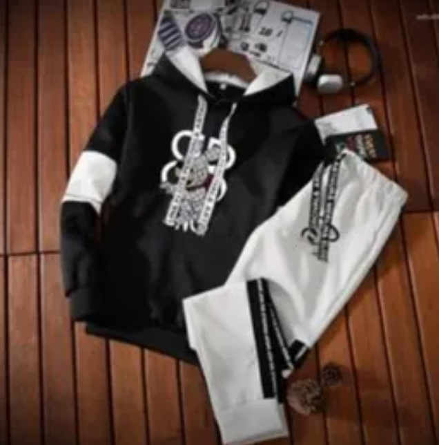 Men's Tracksuits Letter Printed Tracksuit Hooded Sweatshirt Set Hoodies Sweatpants Outfits Jogger Suit Casual Pullover Hip Hop Streetwear