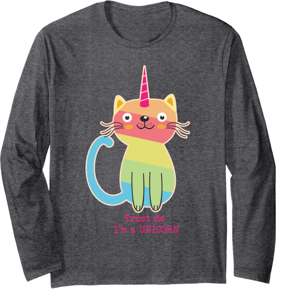 Long Sleeve Shirts for Men sweatshirt Funny Cat Tust Me A Unicorn Kitten Lover Gift Long Sleeve Tee Streetwear Casual tops clothes fashion