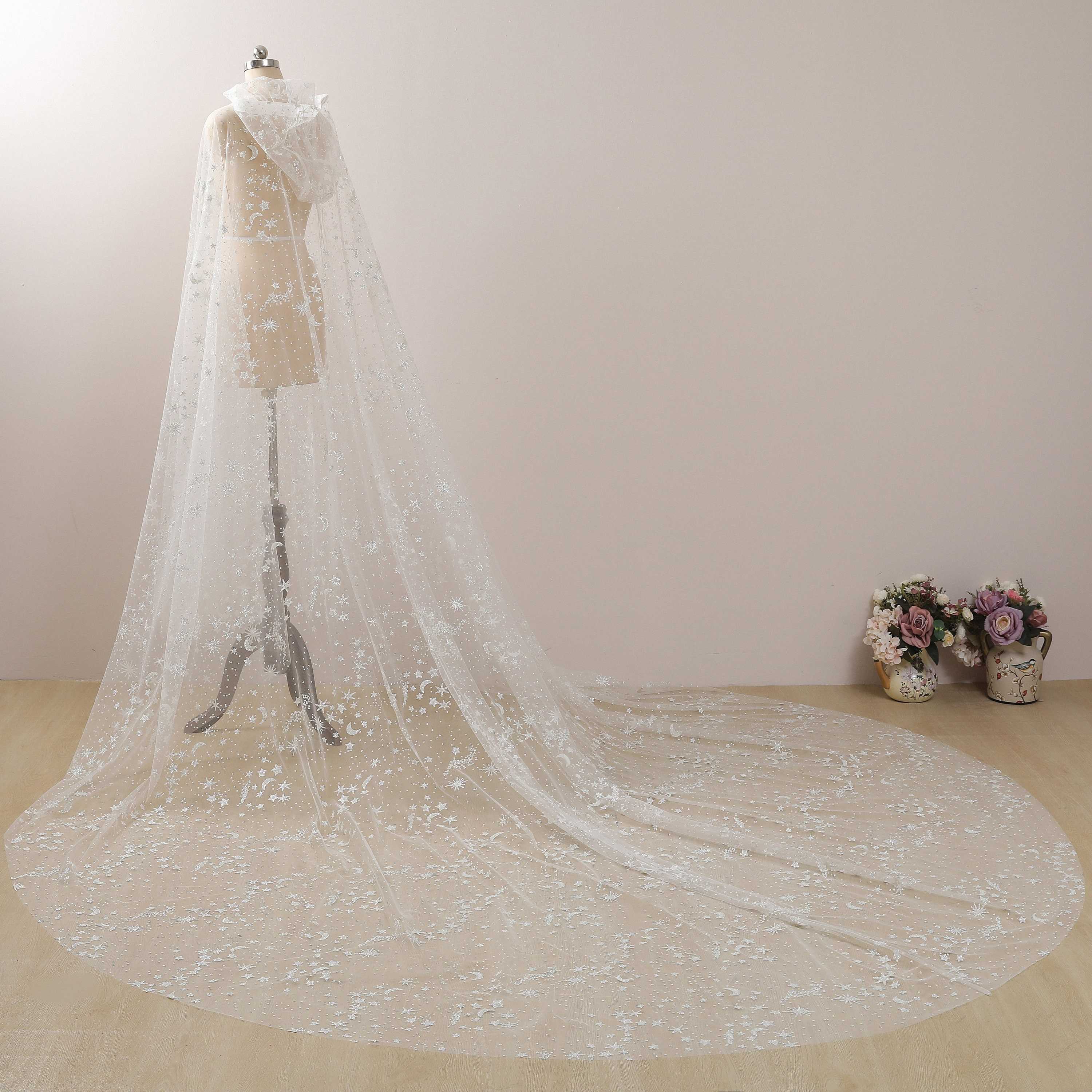 One Layer Wedding Veil With Comb Lace Edge Bridal Veils Ivory Appliqued Cathedral Wedding Veils Hair Accessories For Bride