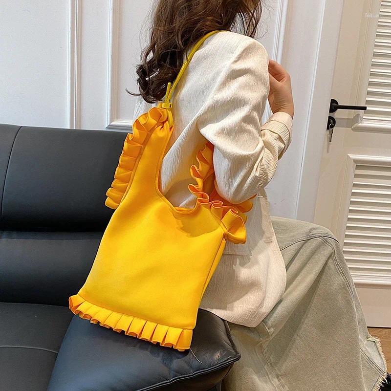 2025 NEW Shoulder Bags Nylon Solid Tote For Women Fashion Casua Bag Cute Ruffles Ladies Hand Versatile Handbag Bolsas De Ombro zhanyishengli