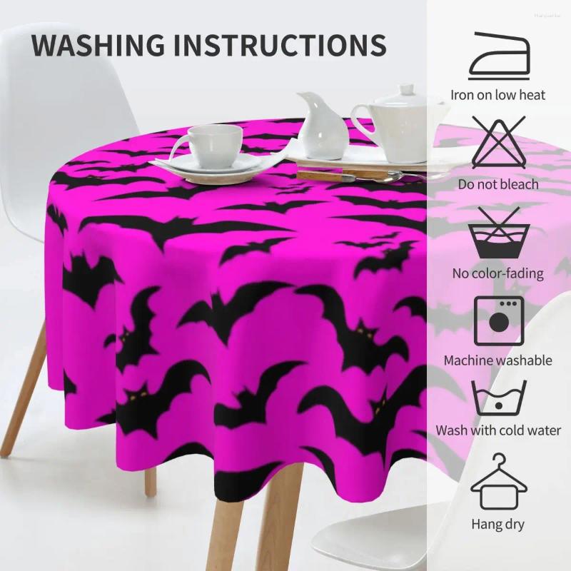 Table Cloth Black Flying Bats Tablecloth Gothic Halloween Outdoor Round Cover Funny Graphic For Banquet Christmas Party