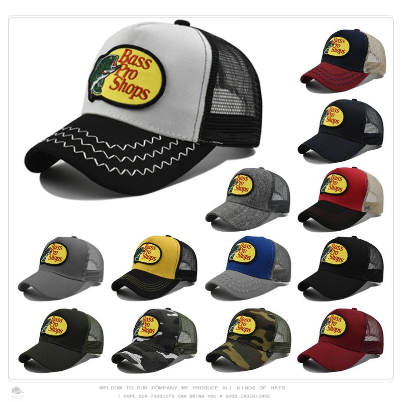 Bass Mesh Trucker Cap Outdoor Sports Baseball caps Designer Letter Embroidery Ball Caps Fashion Adjustable Polyester Snapback Hats For Women Men