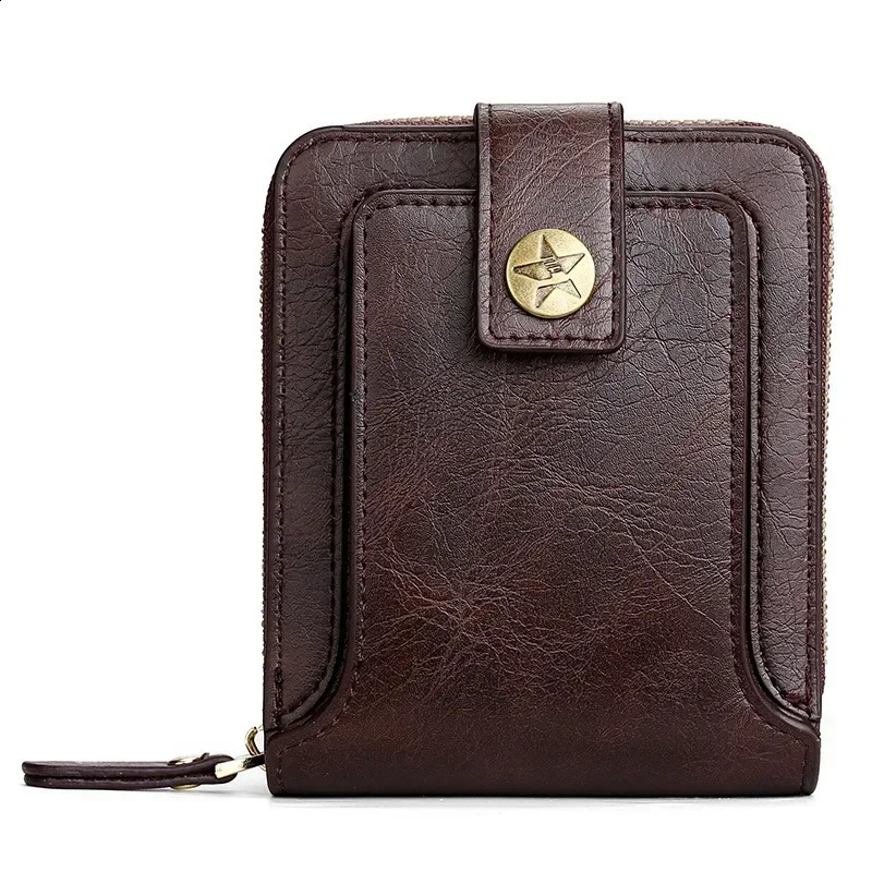 Retro fashion mens short wallet retro trend horizontal zipper coin purchase multifunctional card durable and convenient wallet 240907