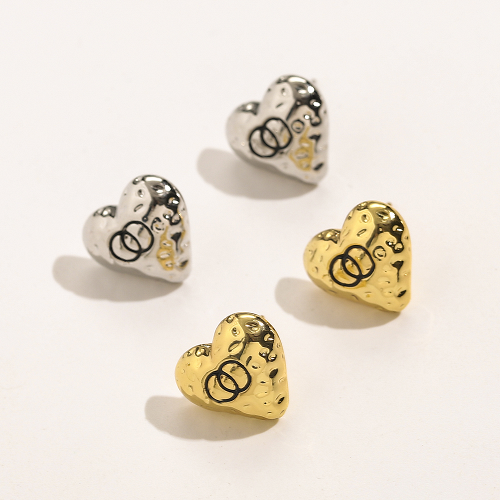 Simple Designer Stud Earrings Fashion Women Gold Sier Plated Letter Stainless Steel Heart Earring Sweet Girls Wedding Party Gifts Jewelry Accessories