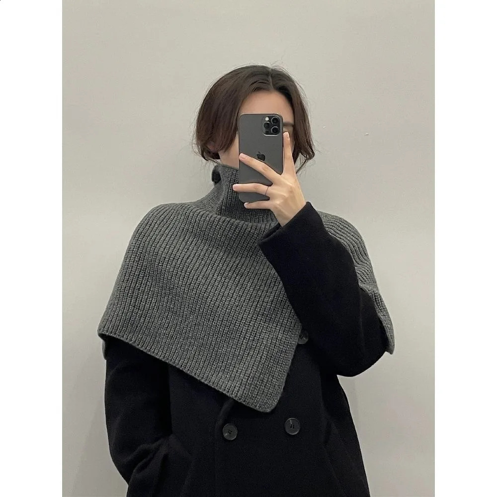 Womens solid color turtle neck packaging clothing accessories elastic bib collar autumn and winter floral scarf warm knitted shawl 240904